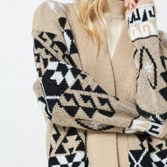 Aztec Print Inspired Boho Sweater Cardigan - Picture 6 of 7